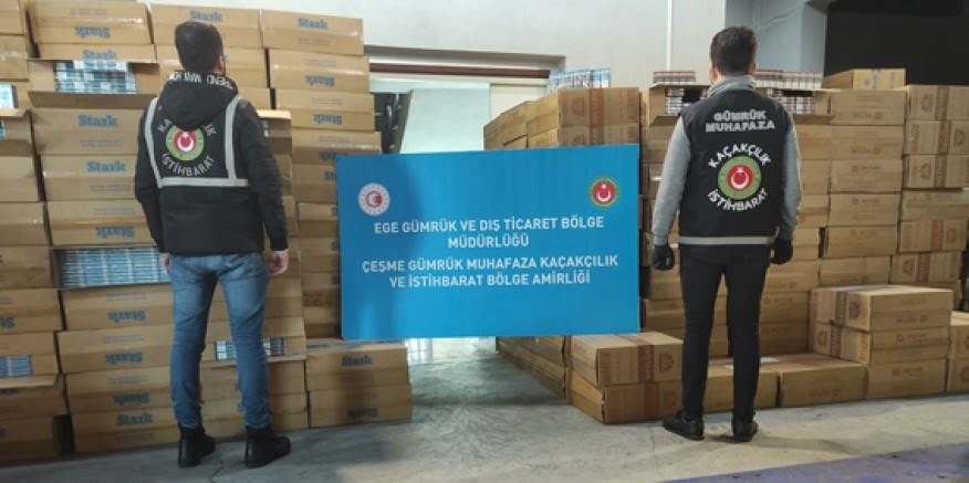 Çeşme'de 1 milyon paket kaçak sigara yakalandı