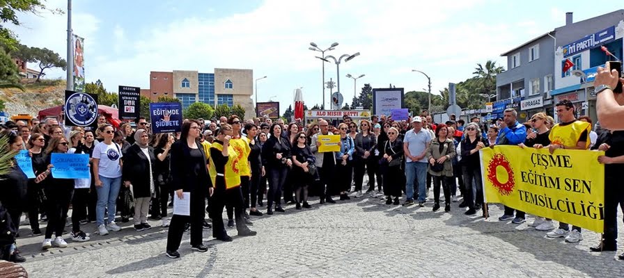 Çeşme’de eğitim emekçilerinden ortak açıklama: "Artık yeter! Can korkusuyla çalışmak istemiyoruz"