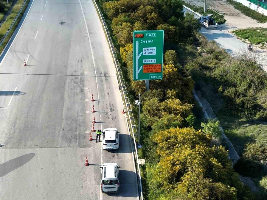 Çeşme'de Dronlu Trafik Denetimi