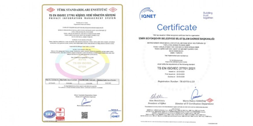 İzmir Büyükşehir Belediyesi ISO 27701 standardına sahip ilk “Büyükşehir?? oldu